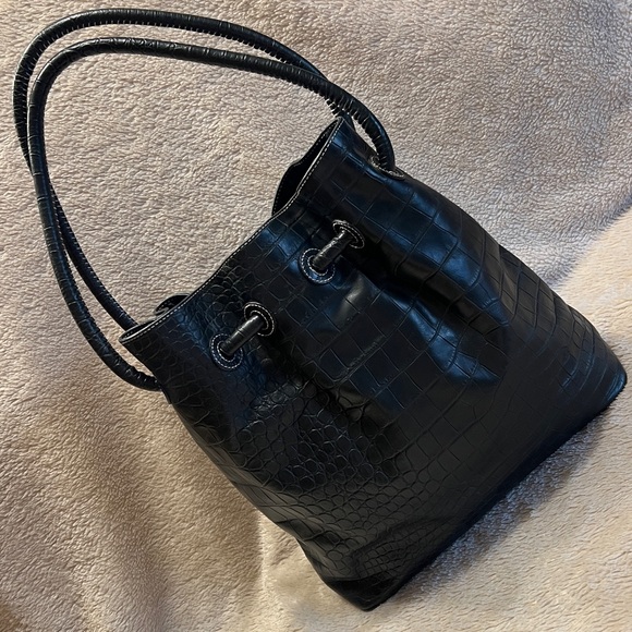 DONALD J. PLINER Crocodile Embossed Leather Bag - Picture 1 of 16